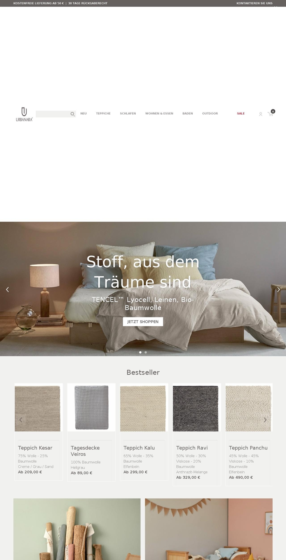 urbanara.at shopify website screenshot