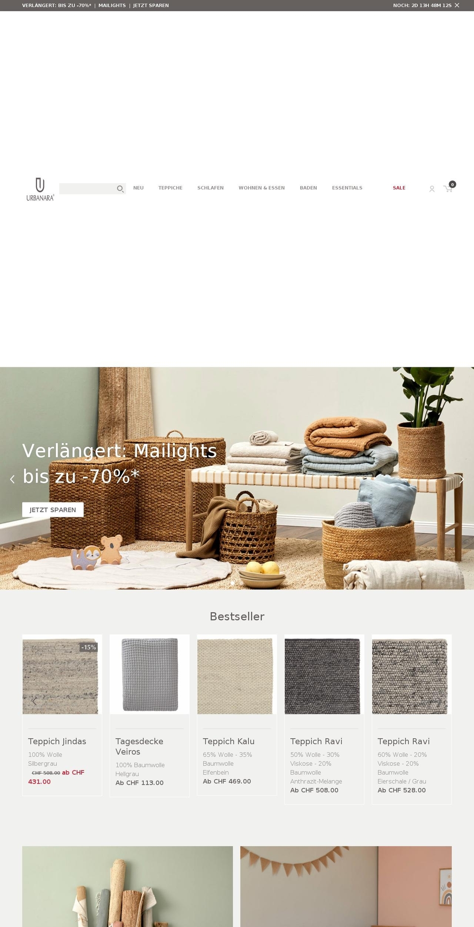 Urbanara Shopify theme site example urbanara.ch