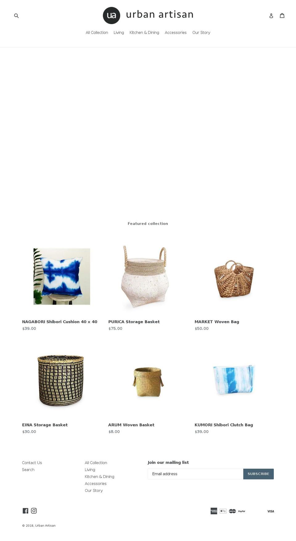 urbanartisan.com.au shopify website screenshot