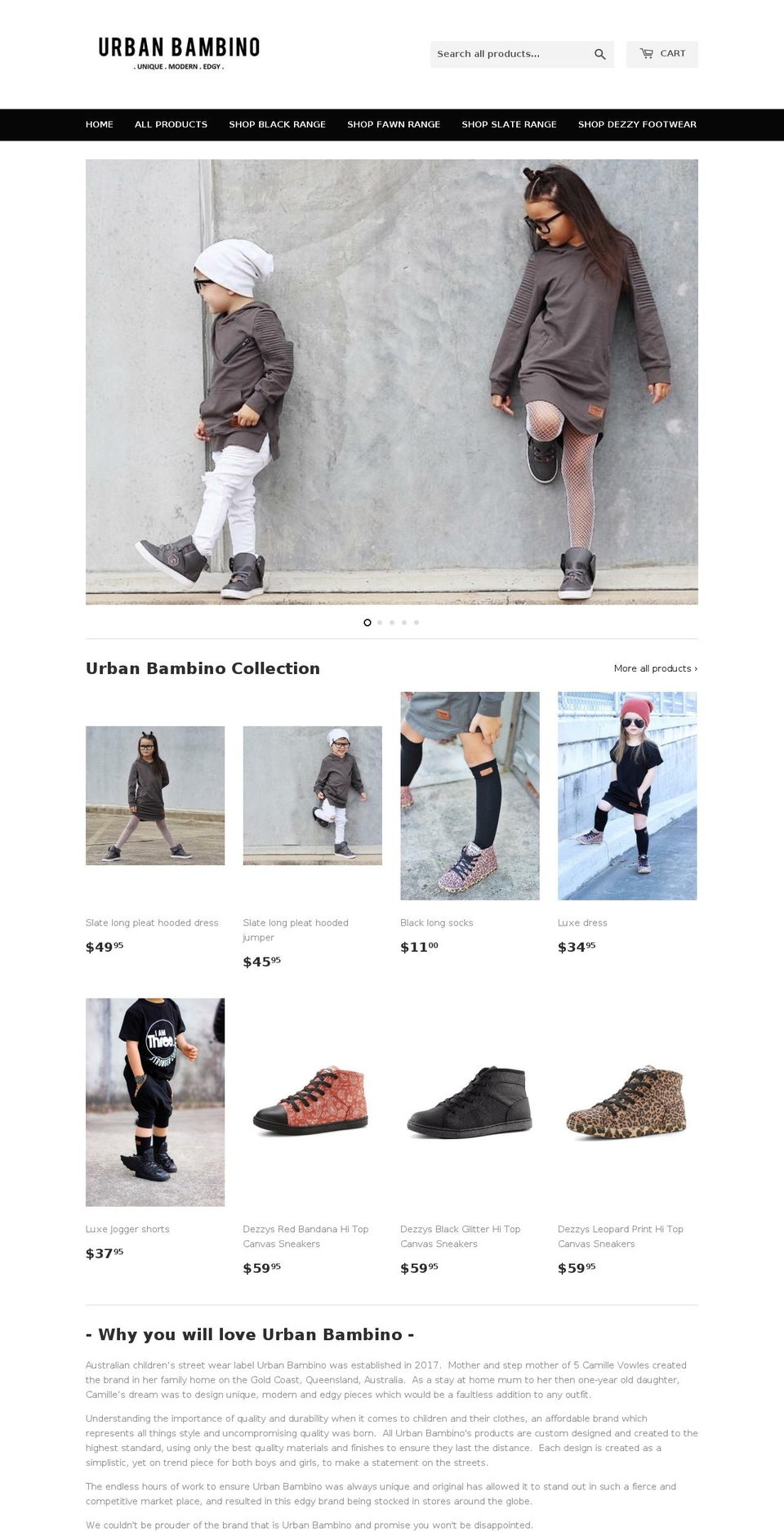 urbanbambino.com — Shopify storefront screenshot
