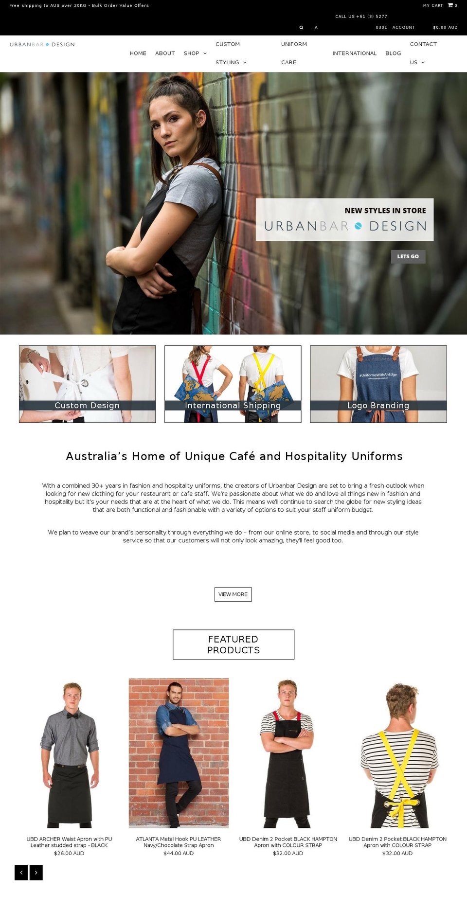 urbanbar.com.au shopify website screenshot