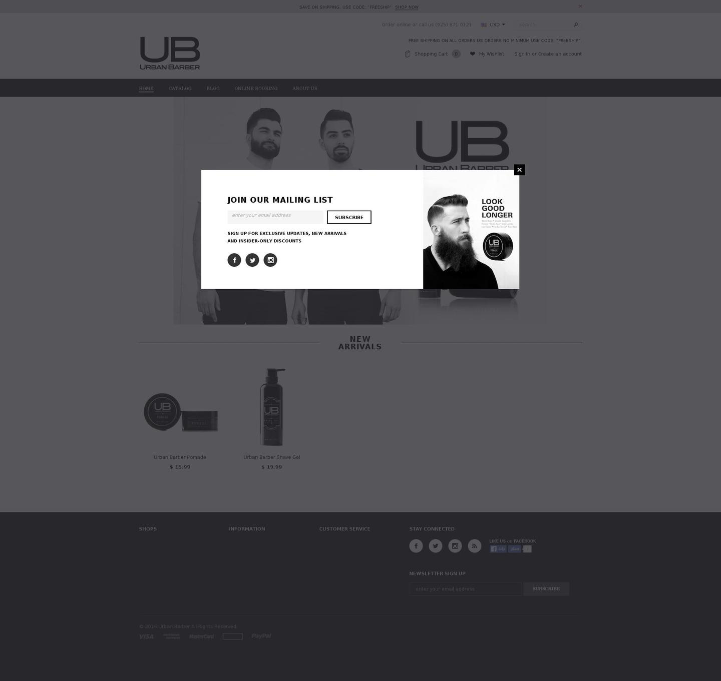 urbanbarber.us shopify website screenshot