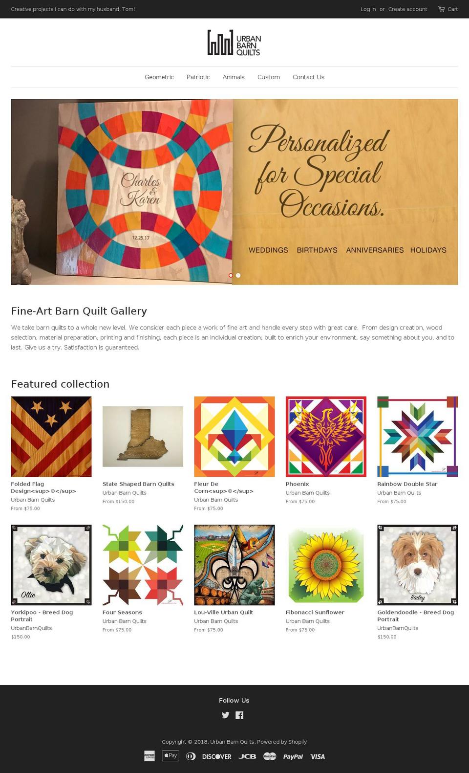 urbanbarnquilts.com — Shopify storefront screenshot