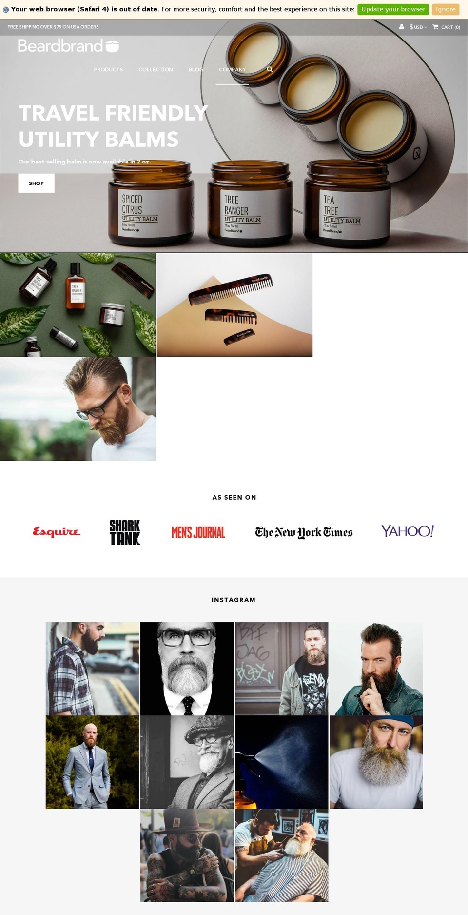 Beardbrand 5.8 Shopify theme site example urbanbeardsman.com