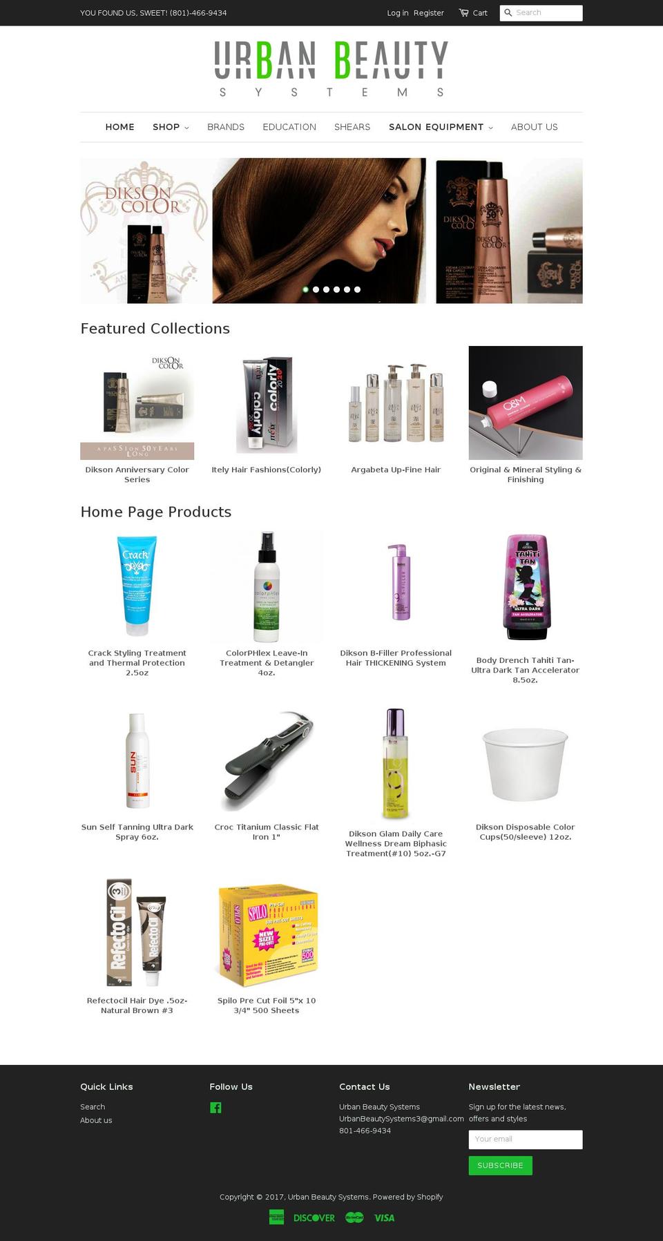 urbanbeautystore.com shopify website screenshot