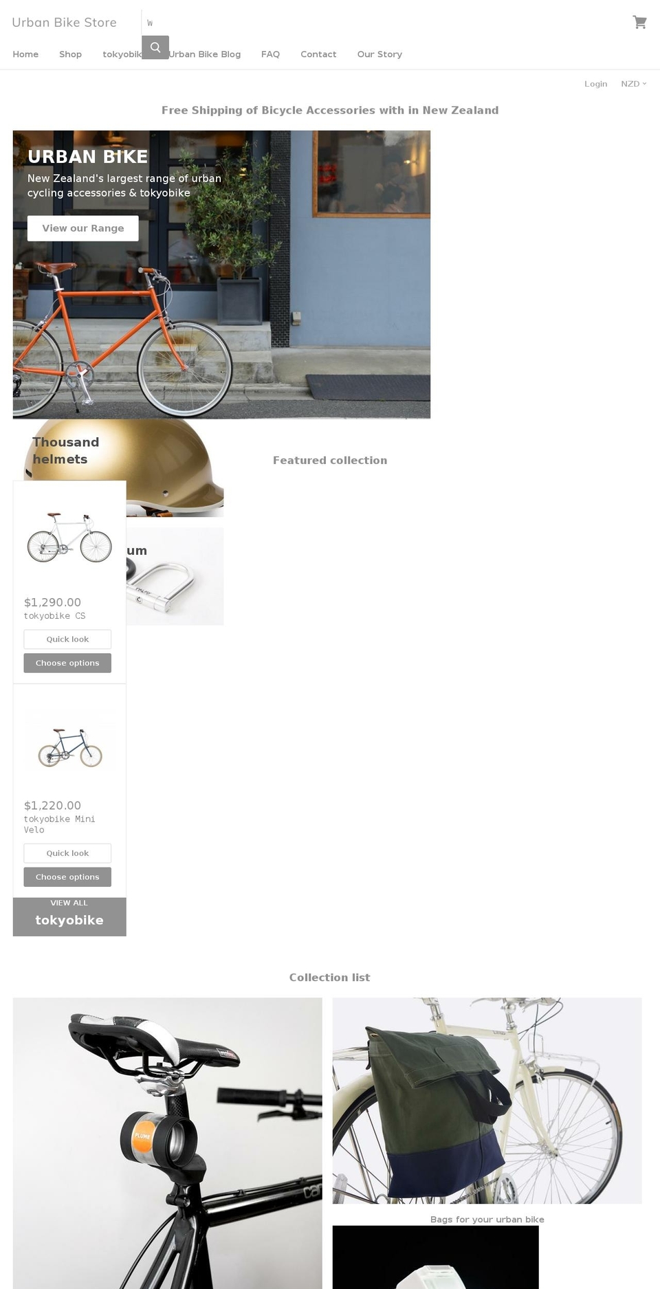 urbanbike.co.nz shopify website screenshot