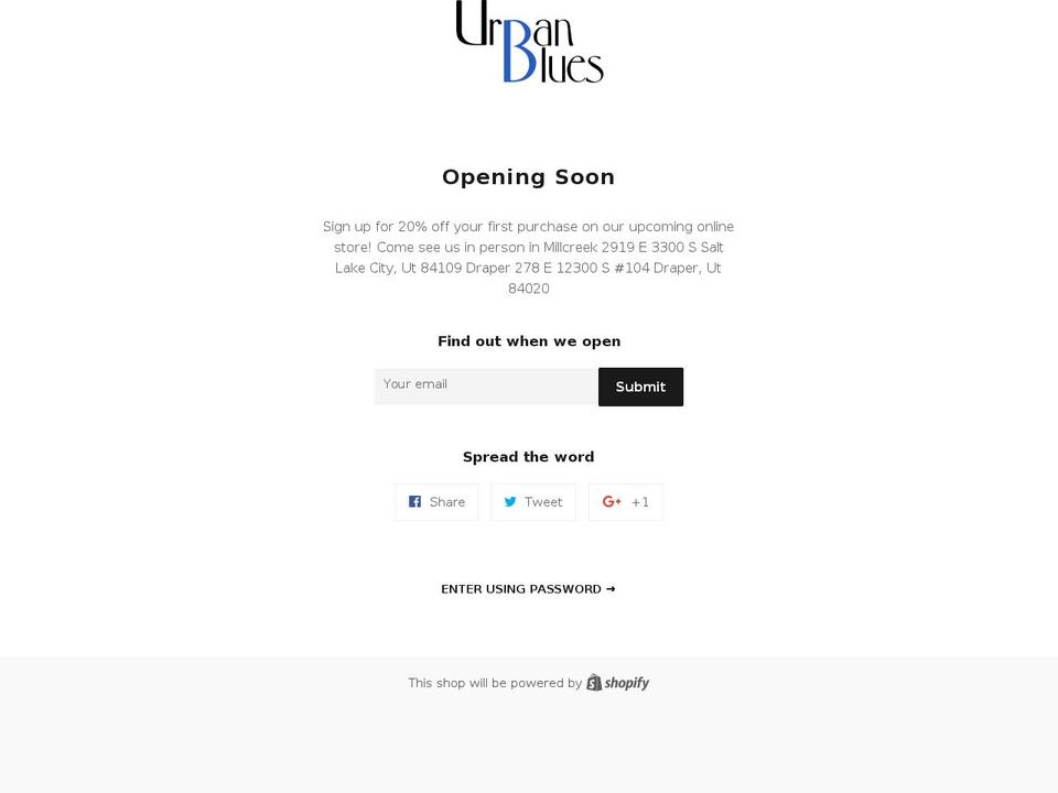 urbanblues.com shopify website screenshot