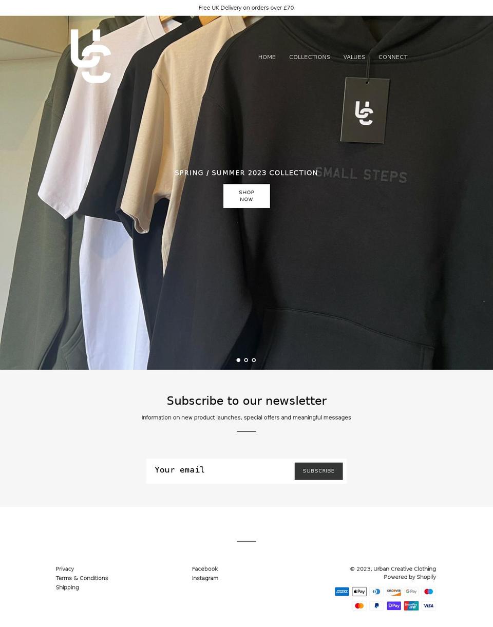 urbancreativeclothing.com shopify website screenshot