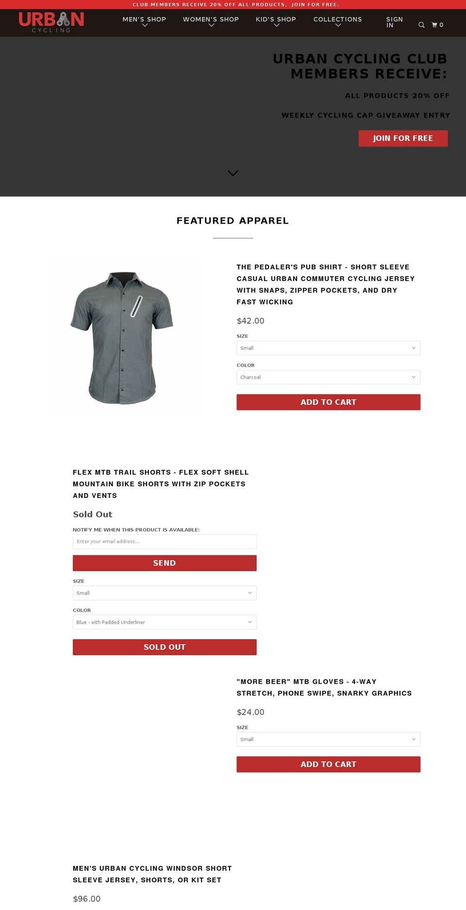 urbancycling.com — Shopify storefront screenshot