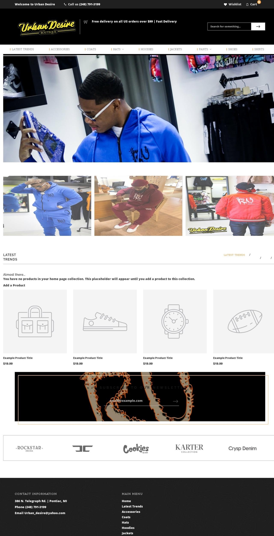 urbandesireclothing.com shopify website screenshot