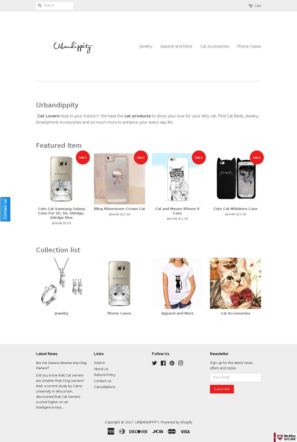 urbandippity.com shopify website screenshot