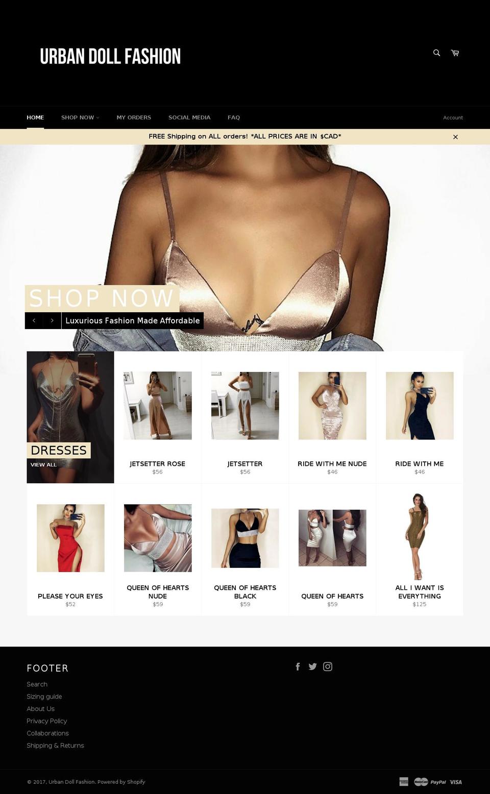 urbandollfashion.com shopify website screenshot