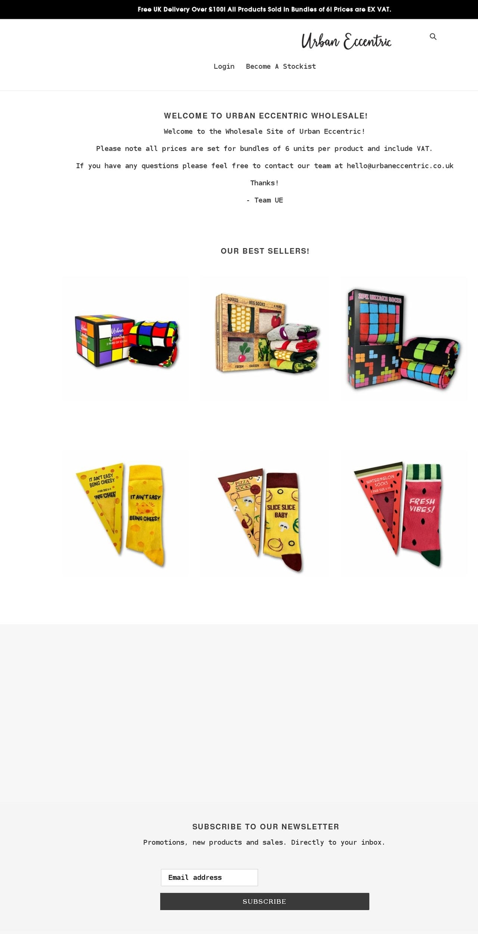 urbaneccentricwholesale.co.uk shopify website screenshot