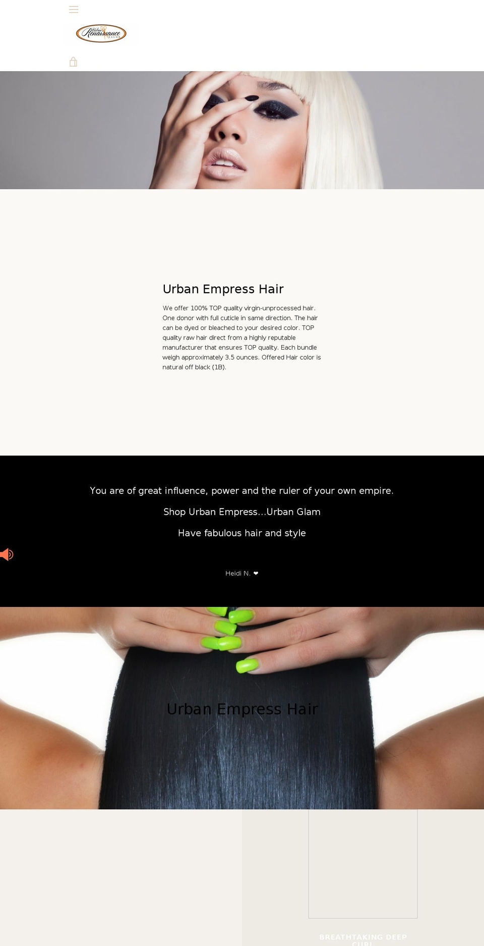 urbanempresshair.store shopify website screenshot