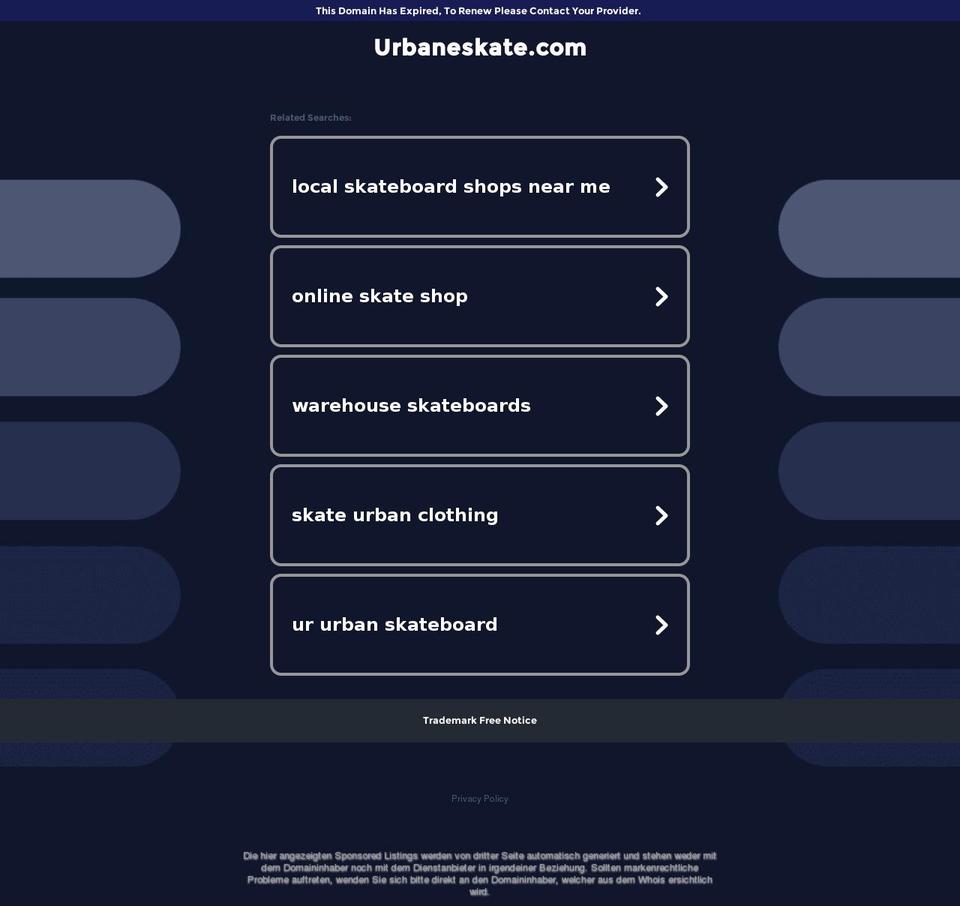 urbaneskate.com — Shopify storefront screenshot