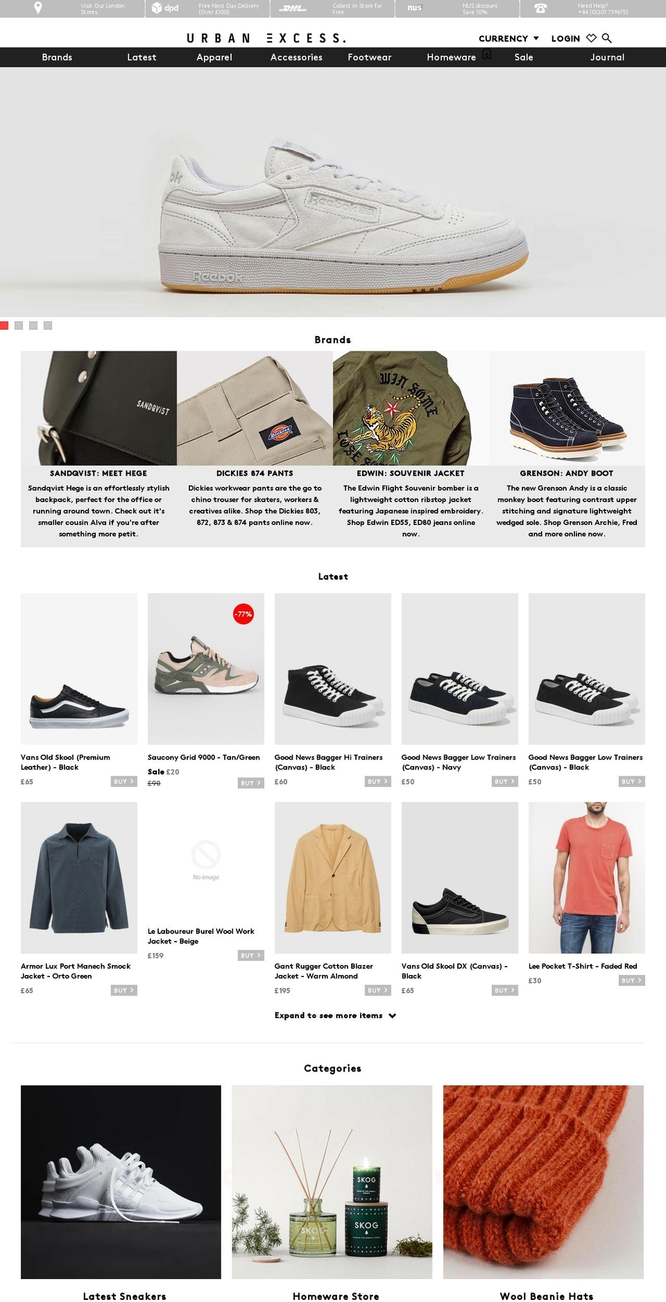Prestige Shopify theme site example urbanexcess.com