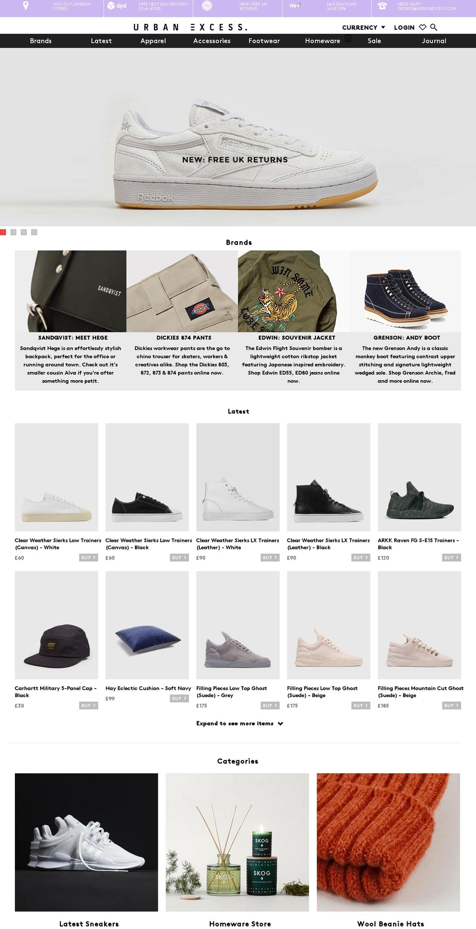 urbanexcess.eu shopify website screenshot