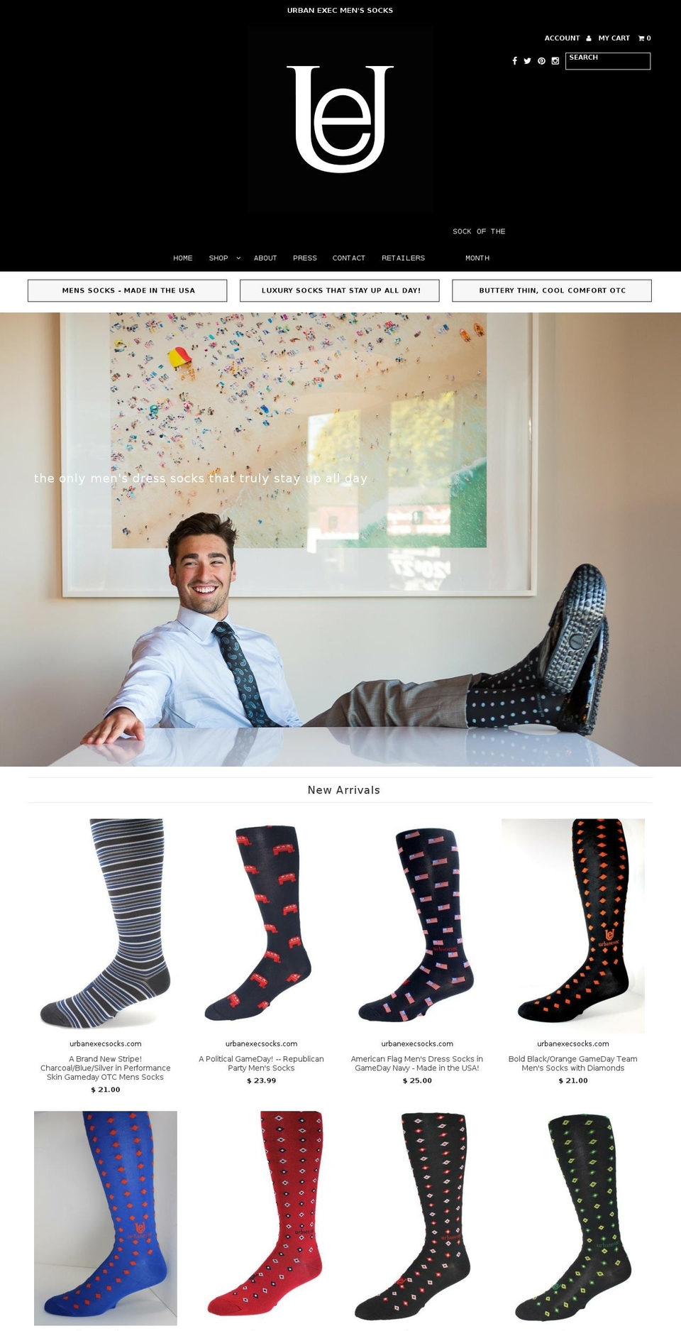 urbanexecsocks.com shopify website screenshot
