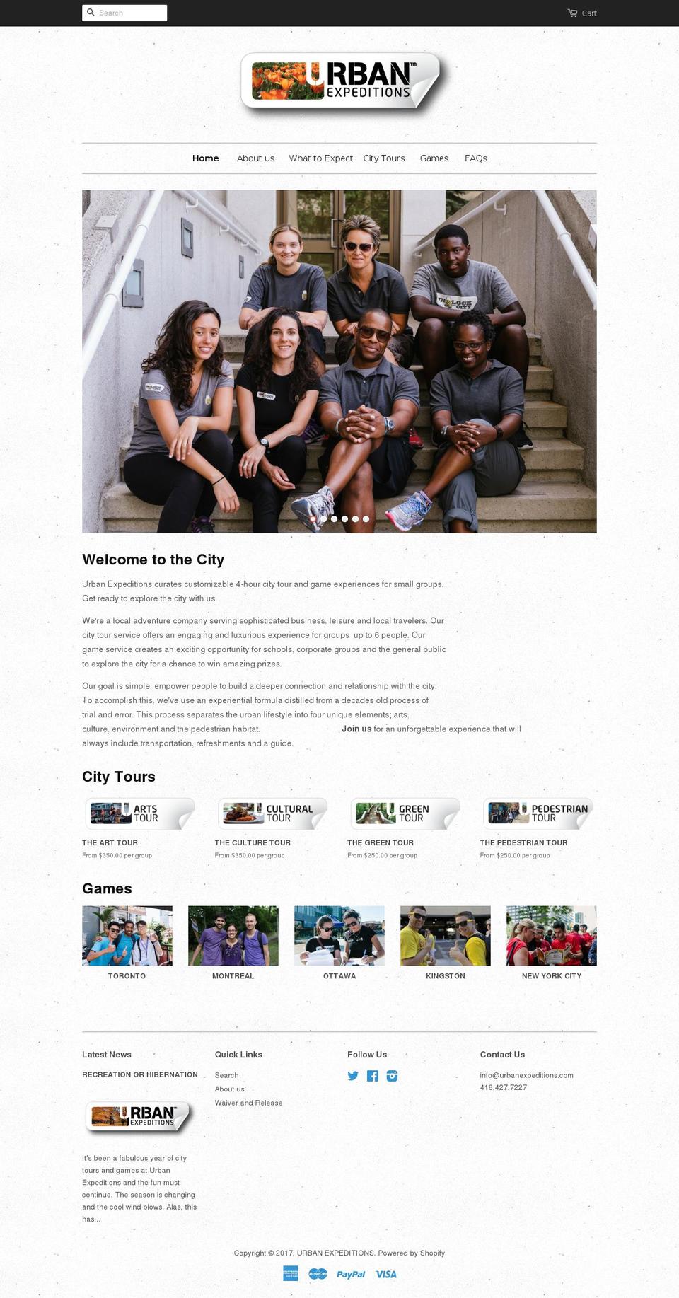 urbanexpeditions.com shopify website screenshot
