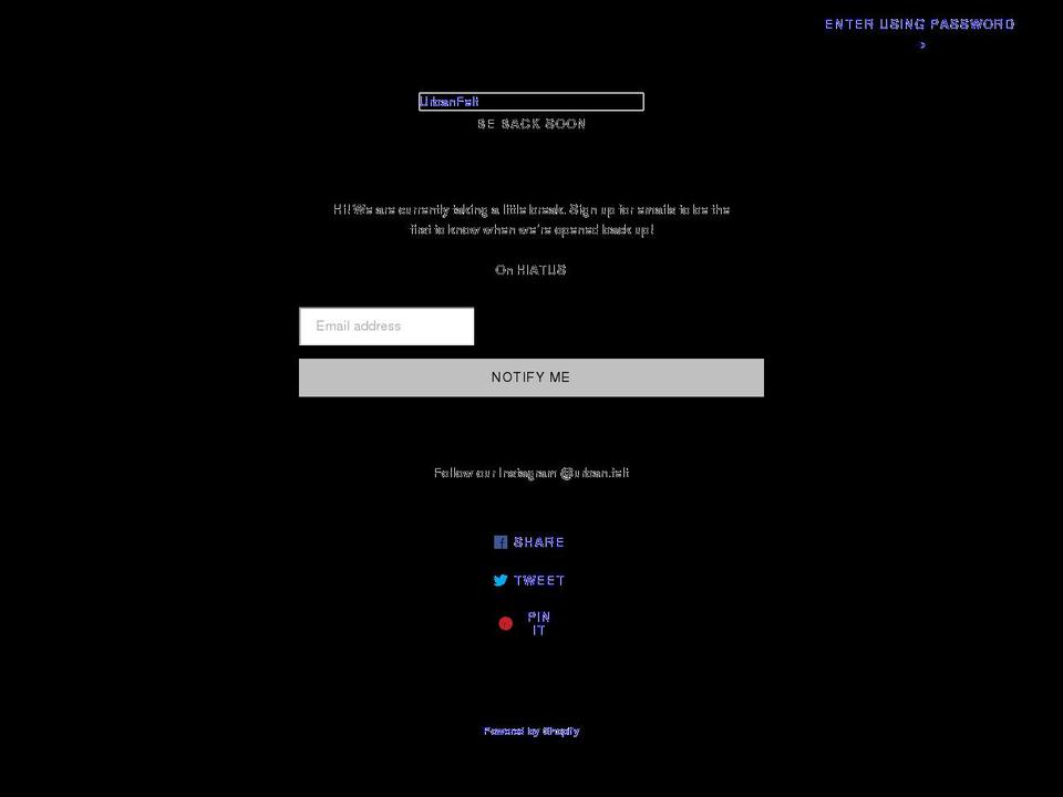 urbanfelt.ca shopify website screenshot