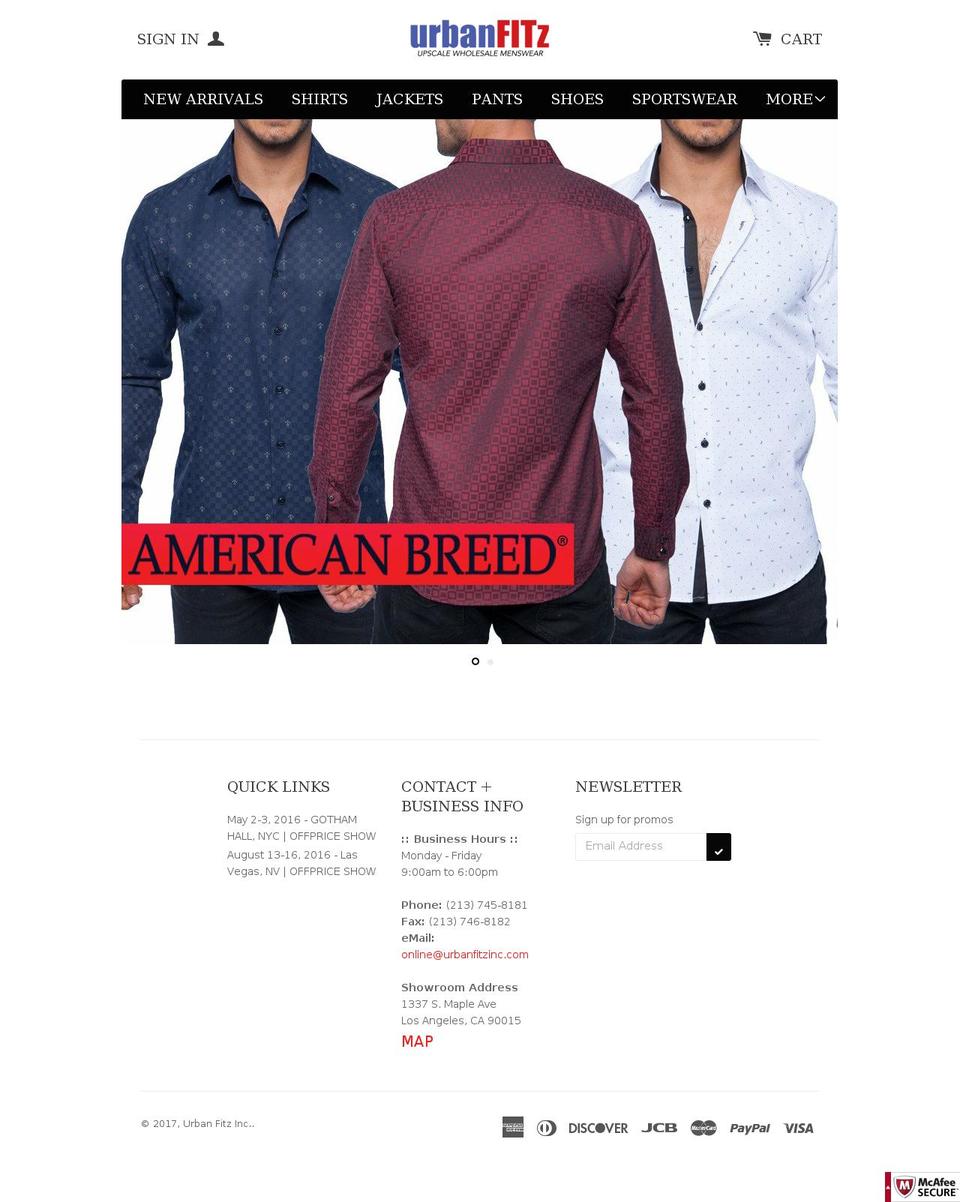 urbanfitzinc.com shopify website screenshot