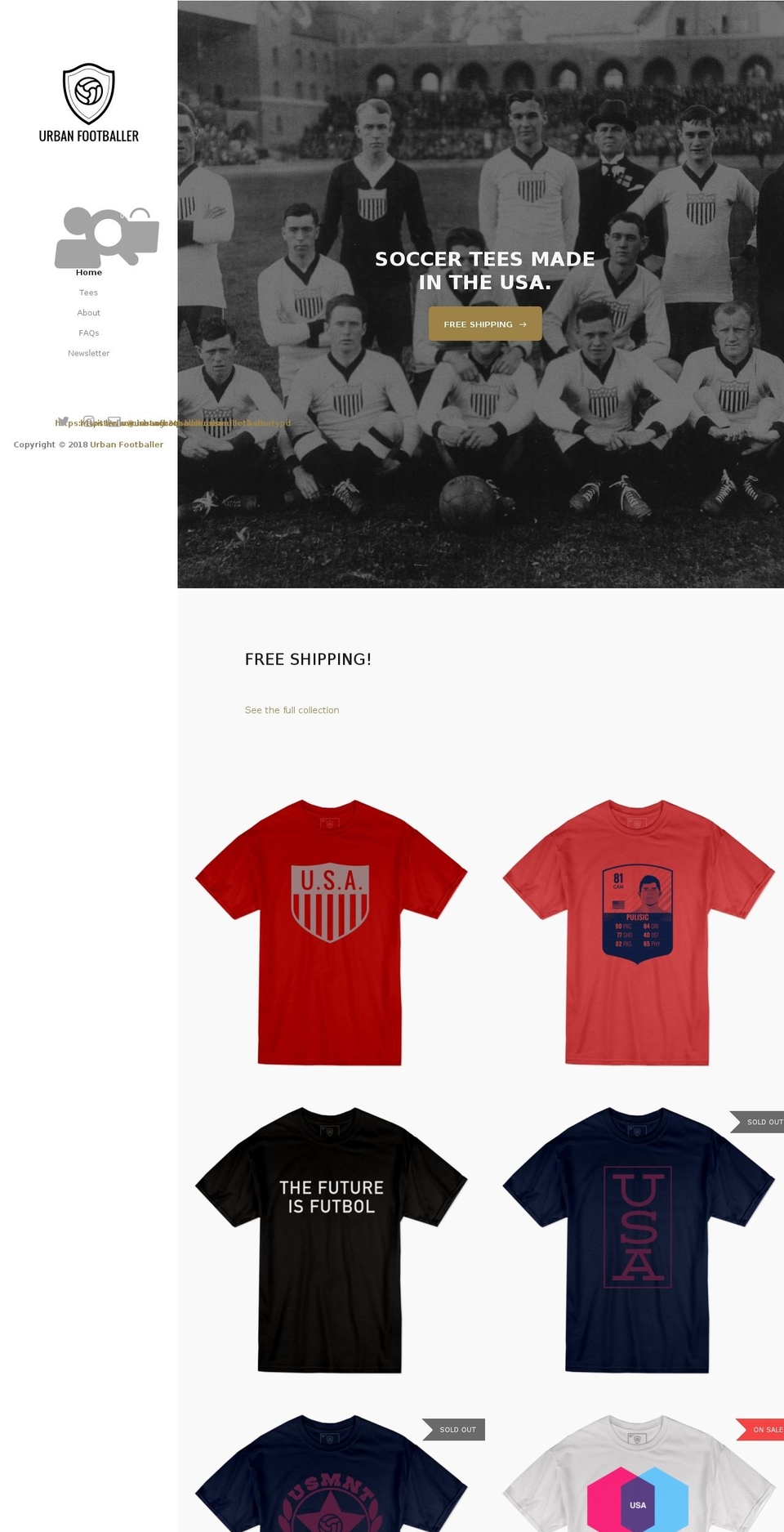 urbanfootballer.com shopify website screenshot
