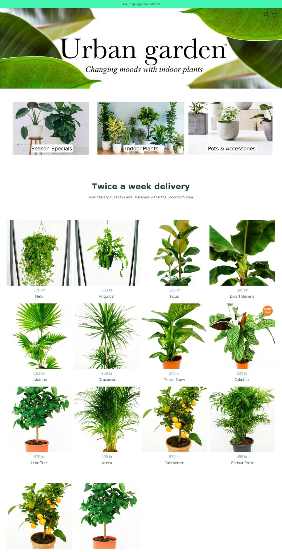 urbangarden.se shopify website screenshot