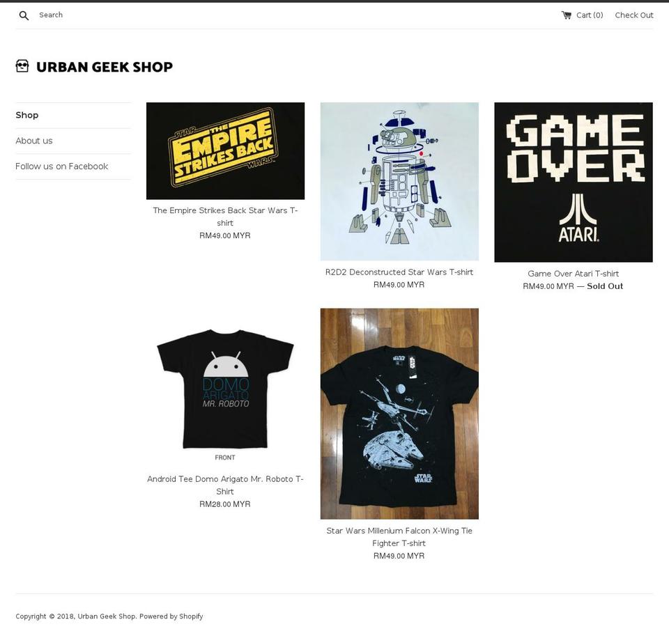 urbangeekshop.com — Shopify storefront screenshot