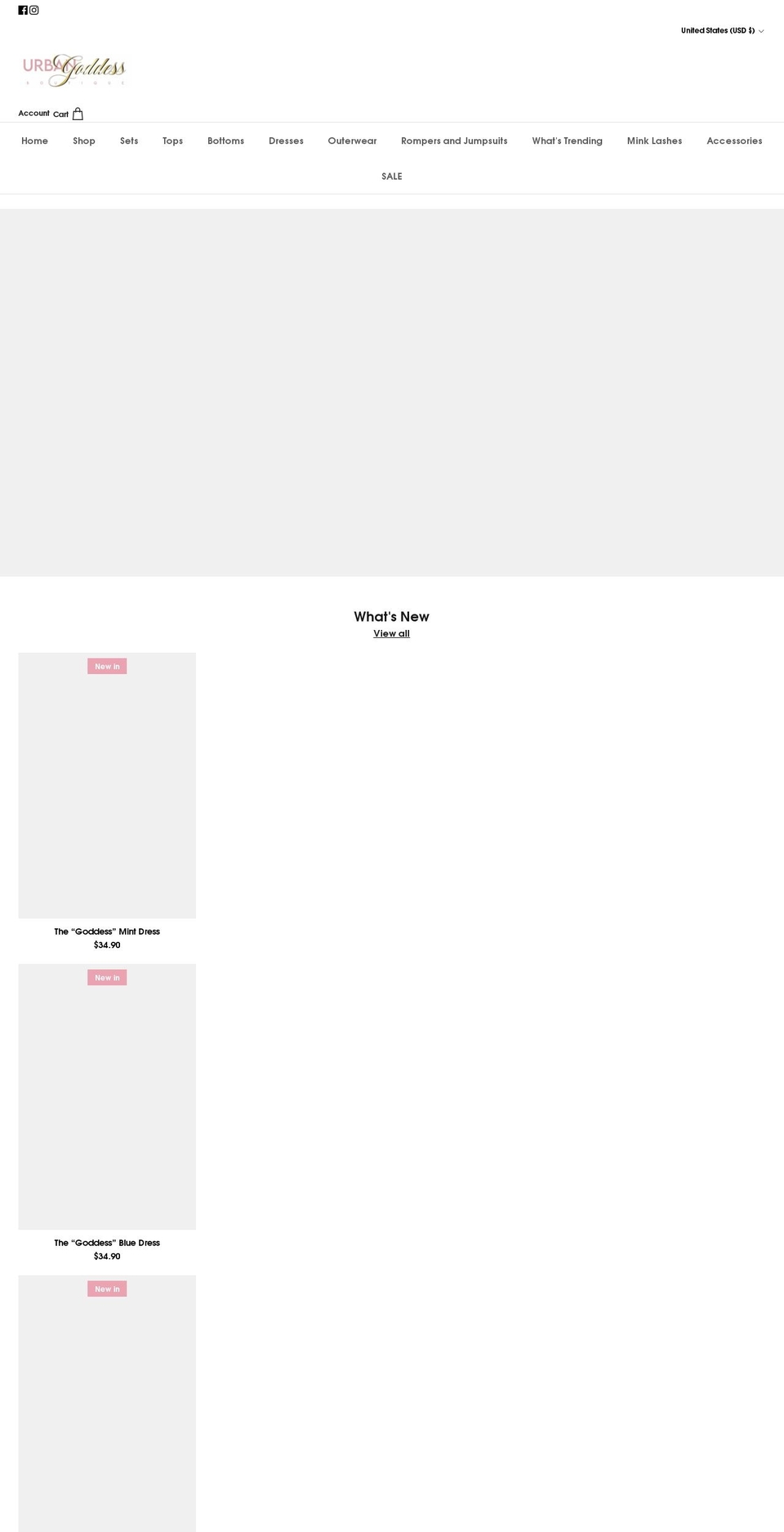 urbangoddessboutique.com shopify website screenshot