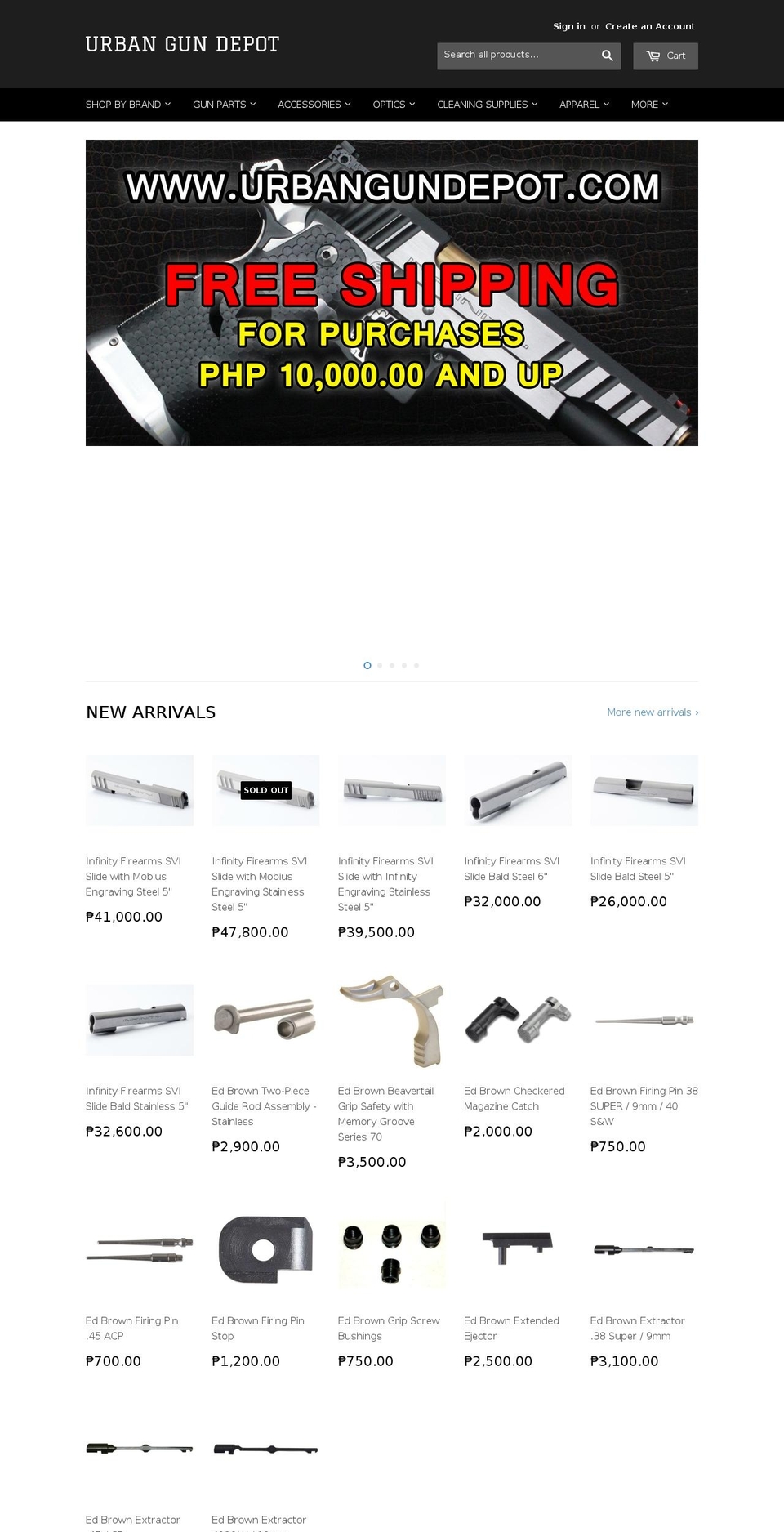 urbangundepot.com shopify website screenshot