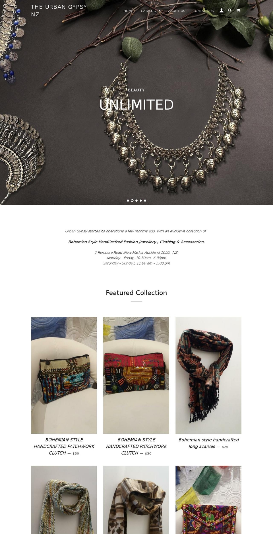 urbangypsynz.com — Shopify storefront screenshot