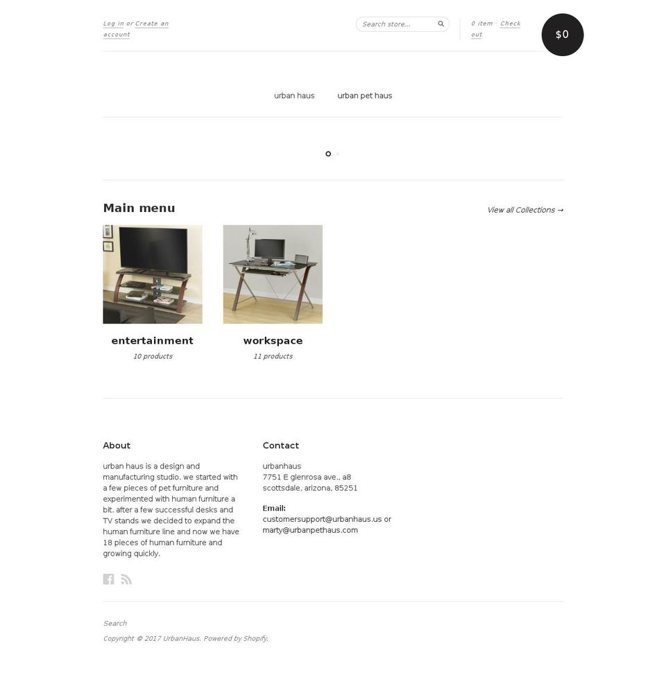 urbanhaus.us shopify website screenshot