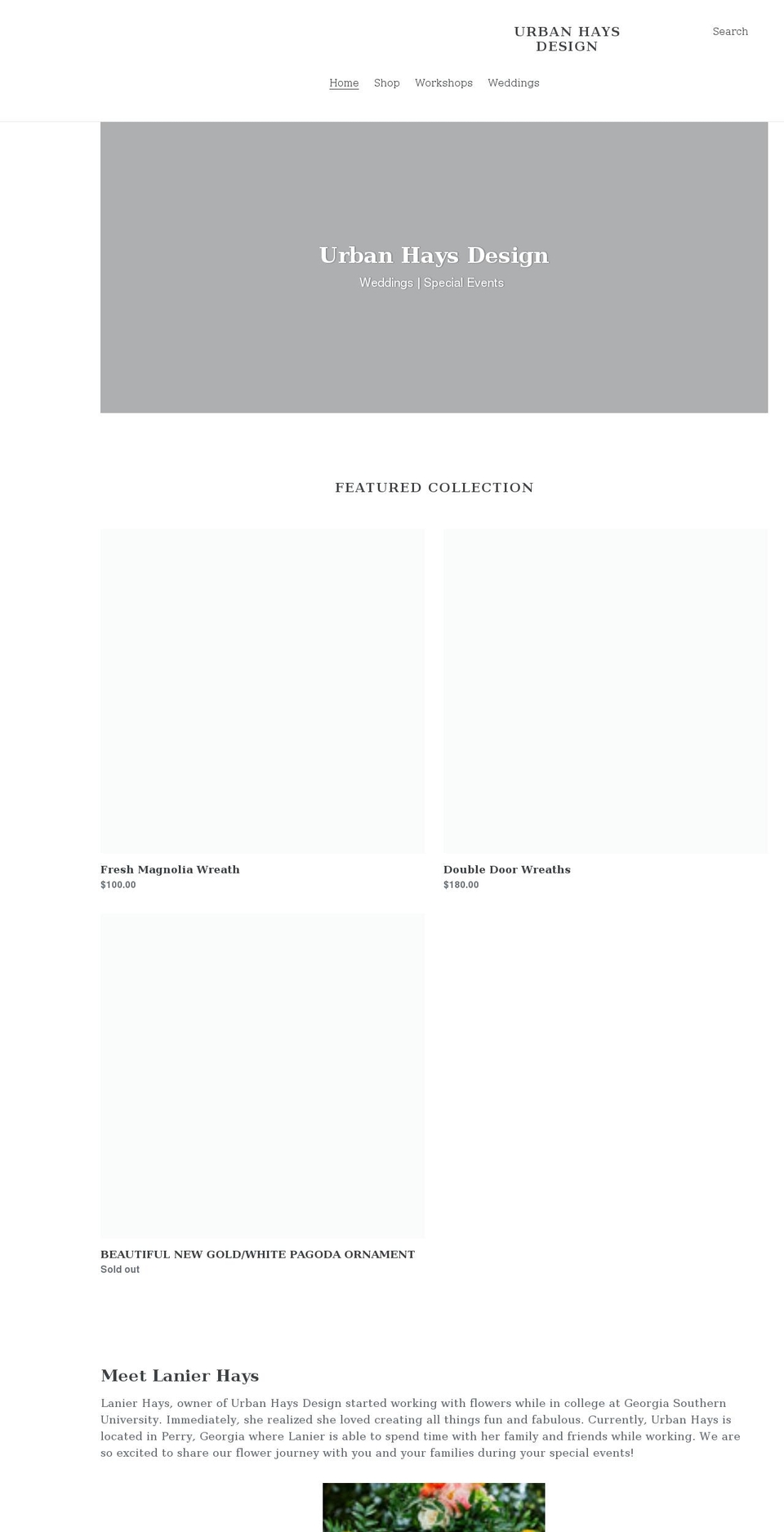 urbanhaysdesign.com shopify website screenshot