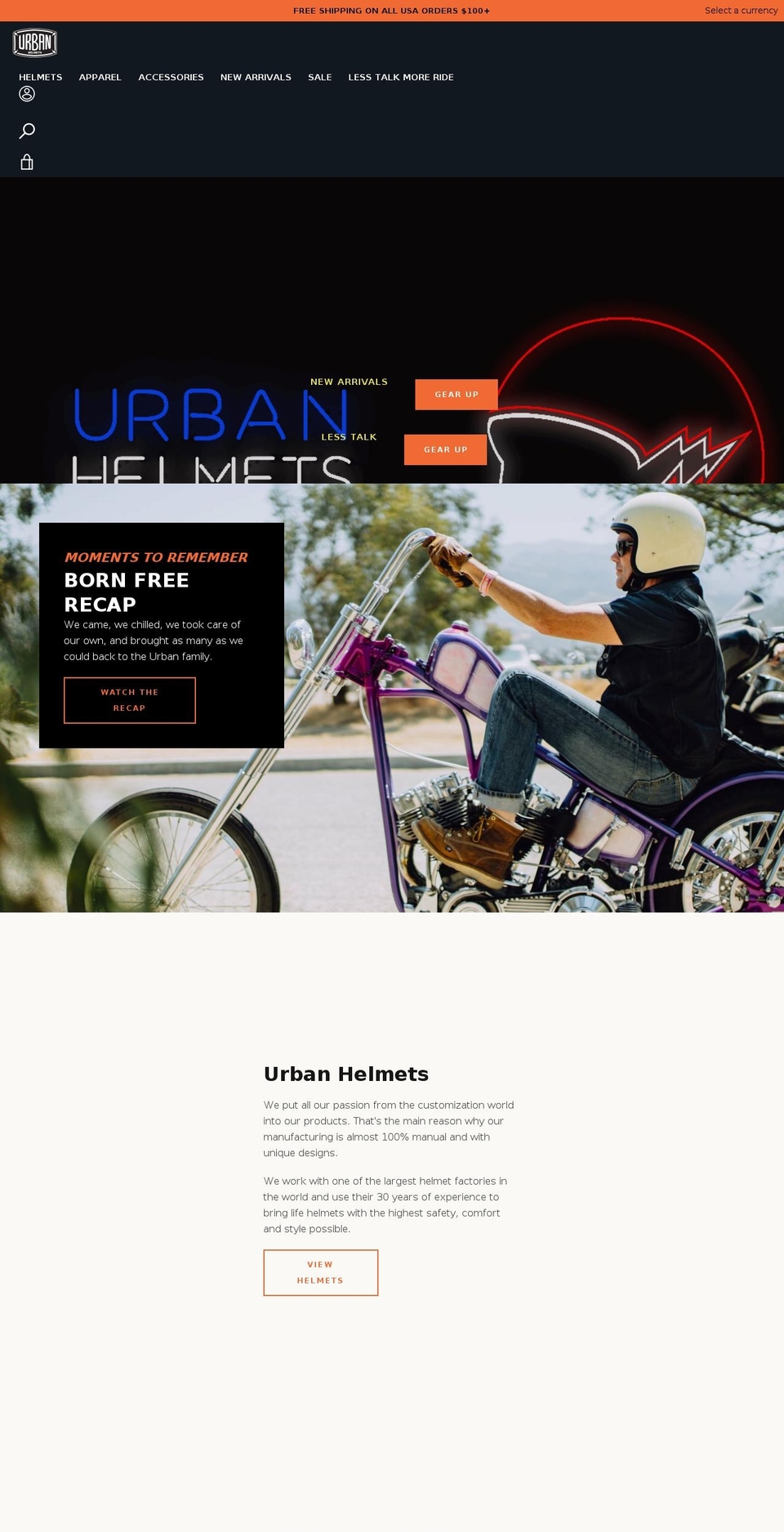 urbanhelmetsusa.com shopify website screenshot