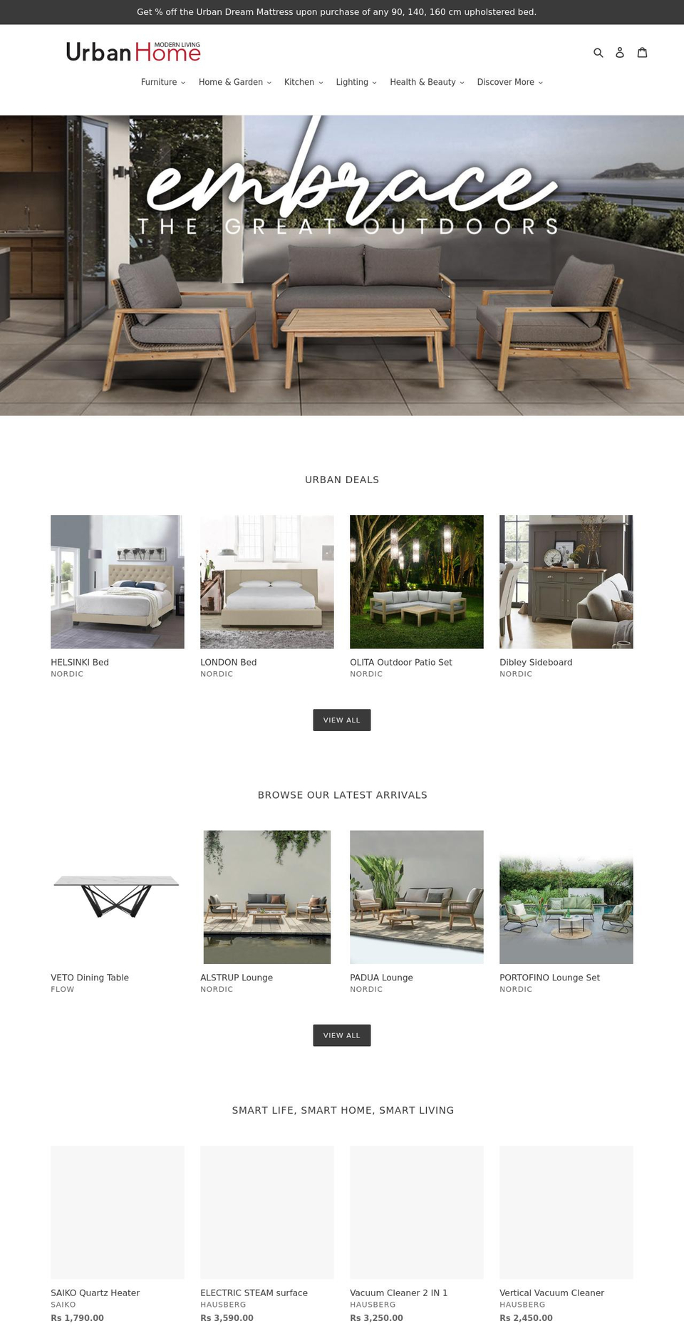 urbanhome.mu shopify website screenshot