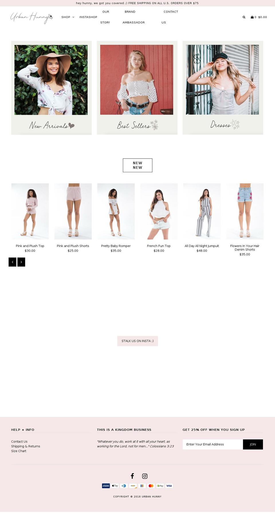 urbanhunny.com — Shopify storefront screenshot