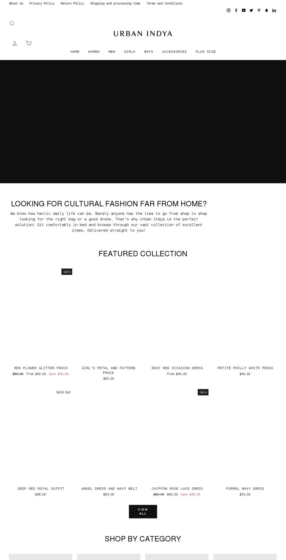 urbanindya.com shopify website screenshot