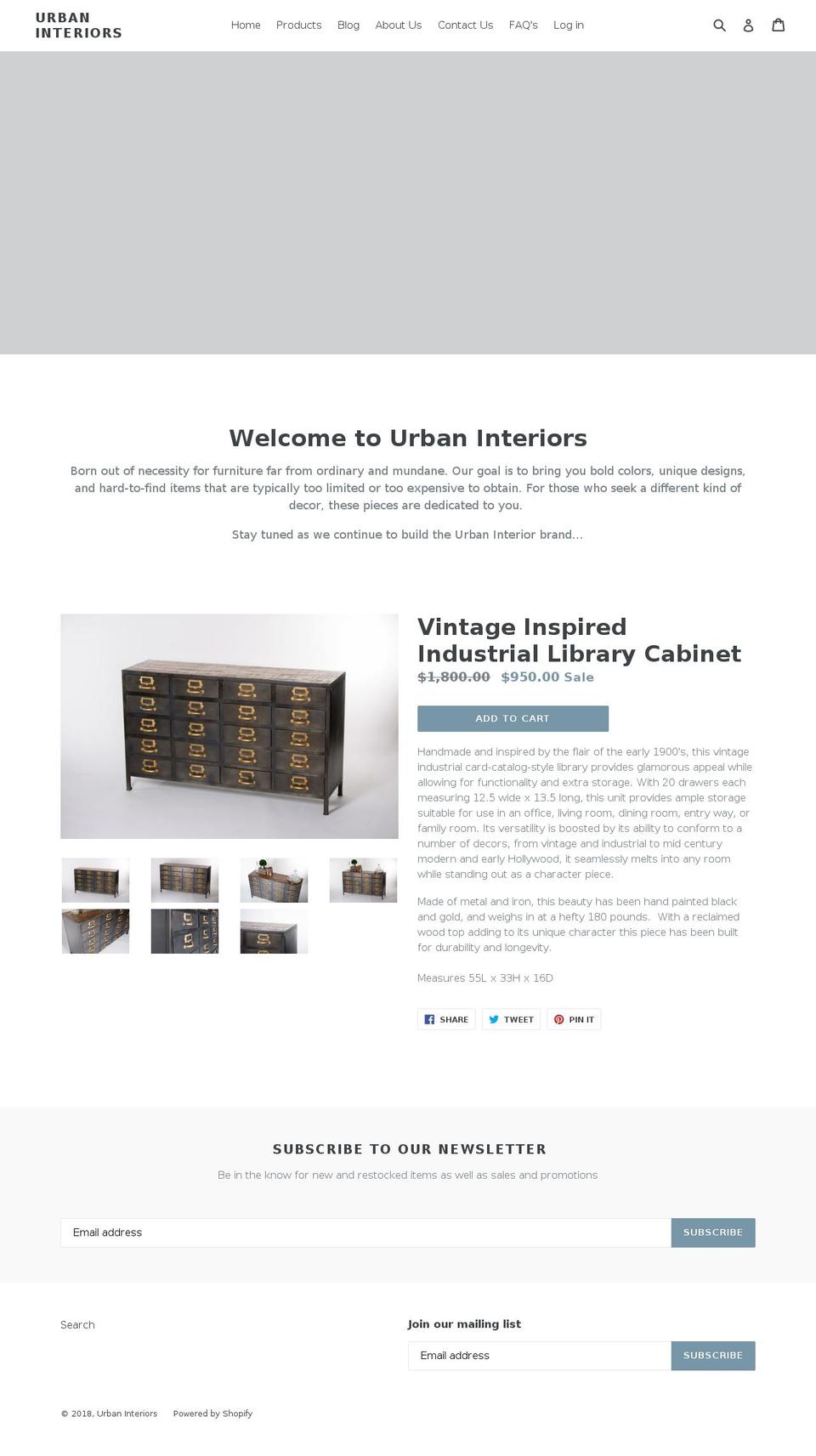 urbaninteriors.net shopify website screenshot