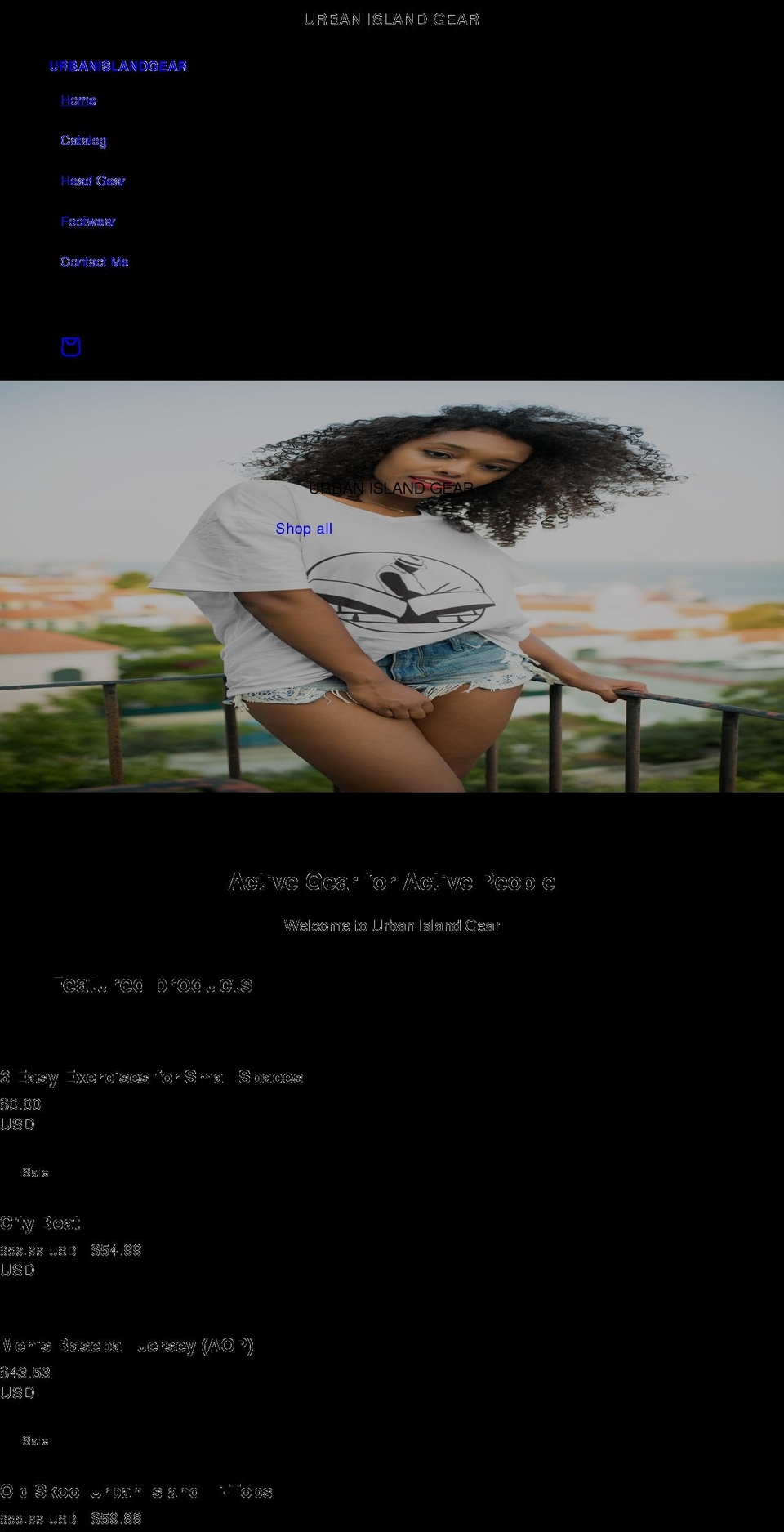 urbanislandgear.com shopify website screenshot
