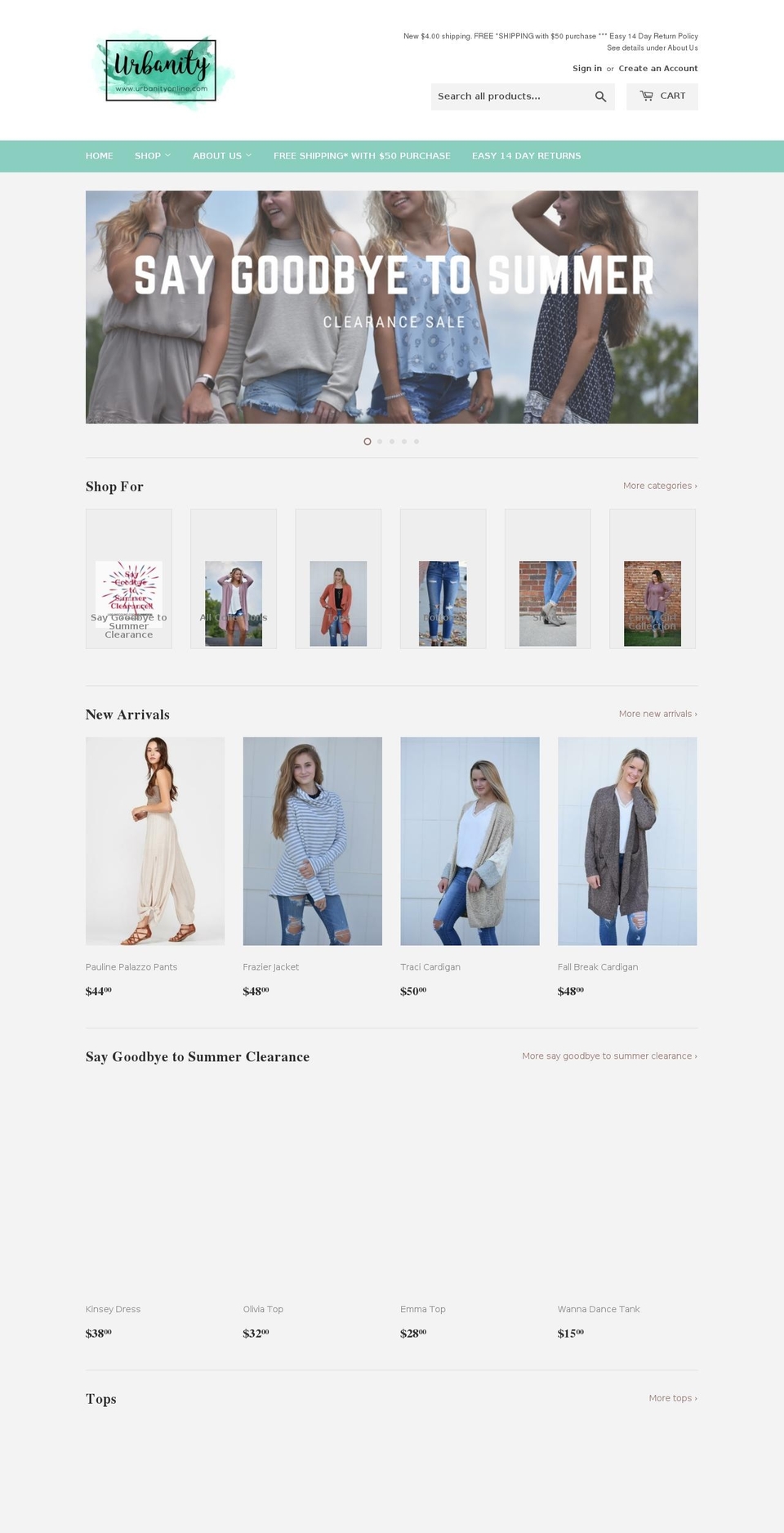 urbanityonline.com shopify website screenshot