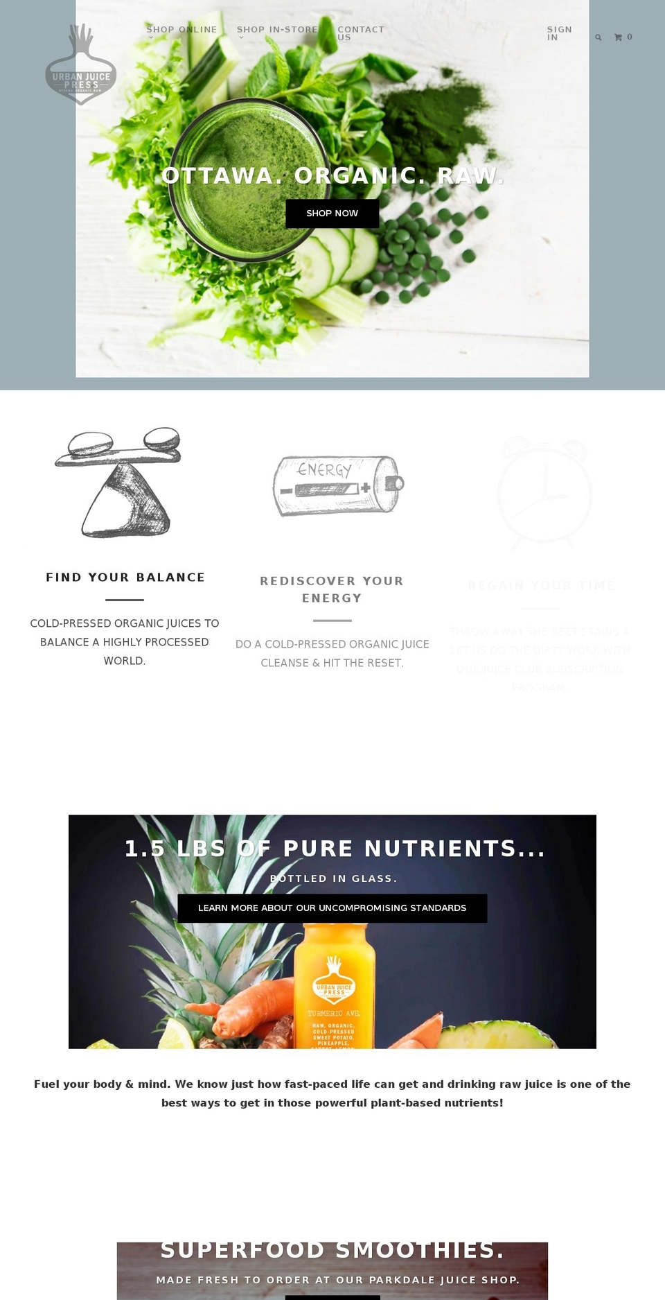 urbanjuicepress.ca shopify website screenshot