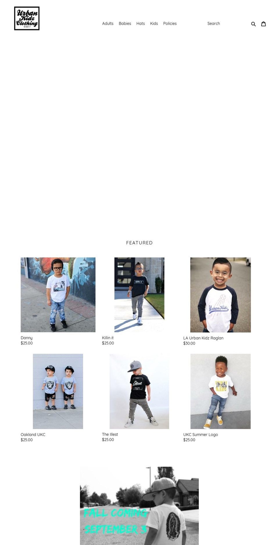urbankclothing.com — Shopify storefront screenshot