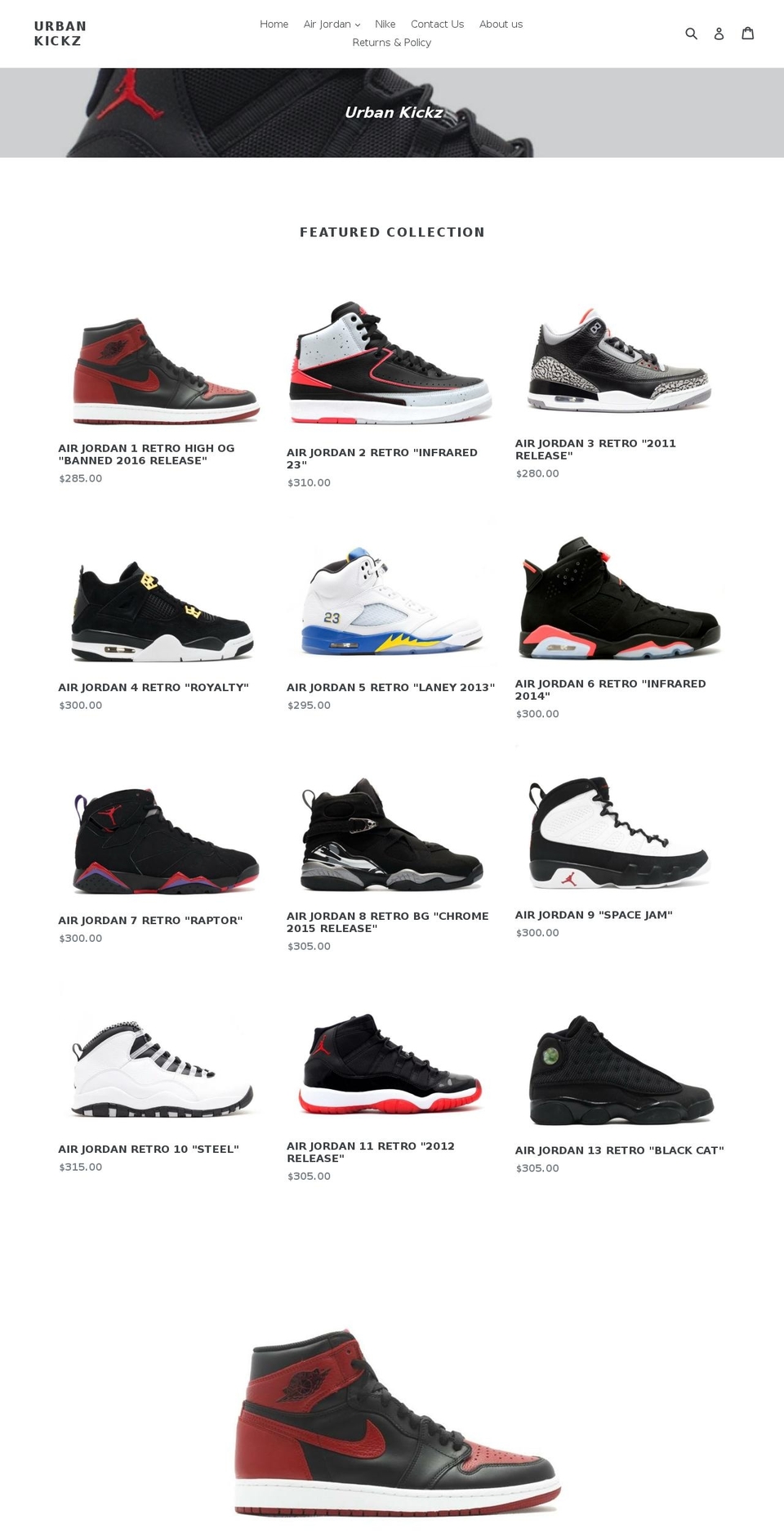 urbankickz.com shopify website screenshot