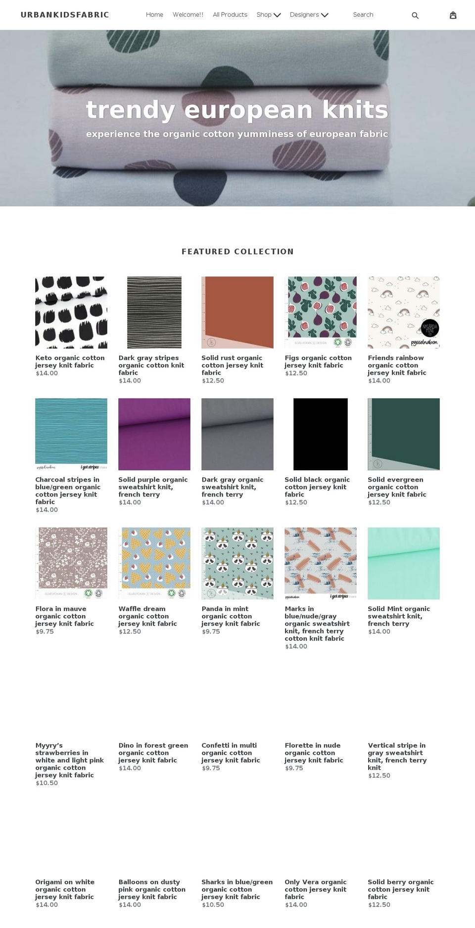 urbankidsfabric.com shopify website screenshot