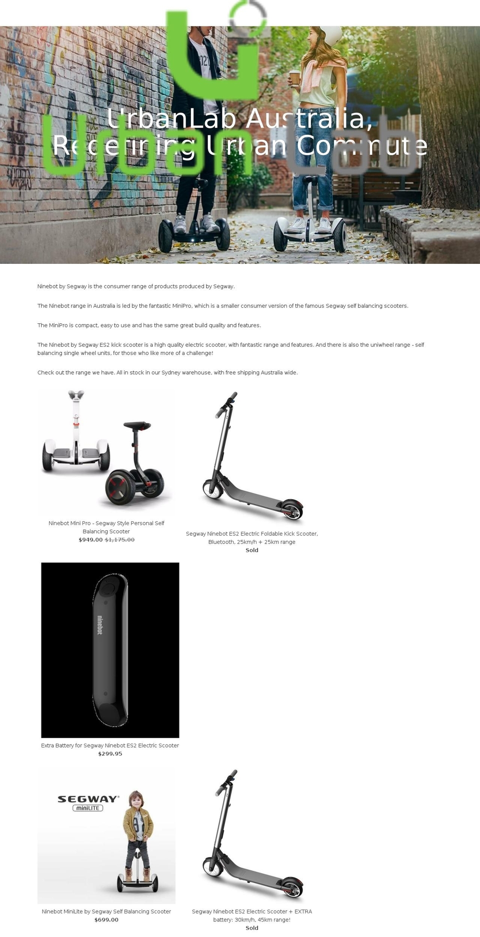 urbanlab.com.au shopify website screenshot