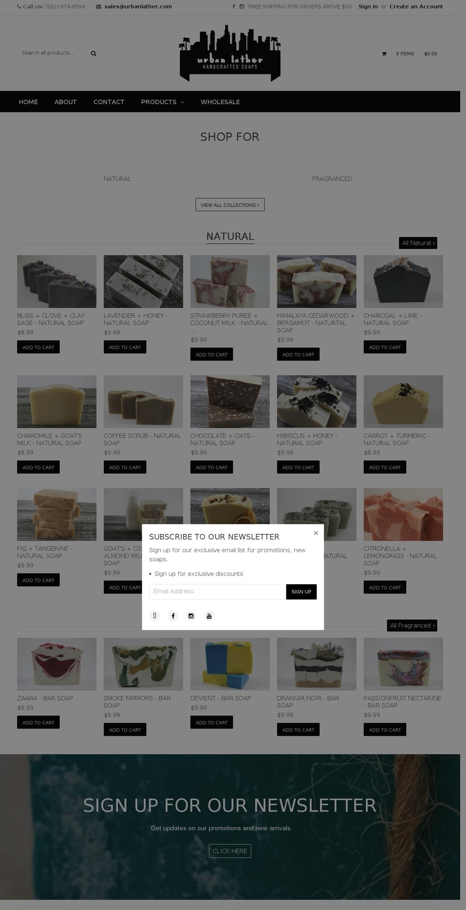 urbanlather.com — Shopify storefront screenshot