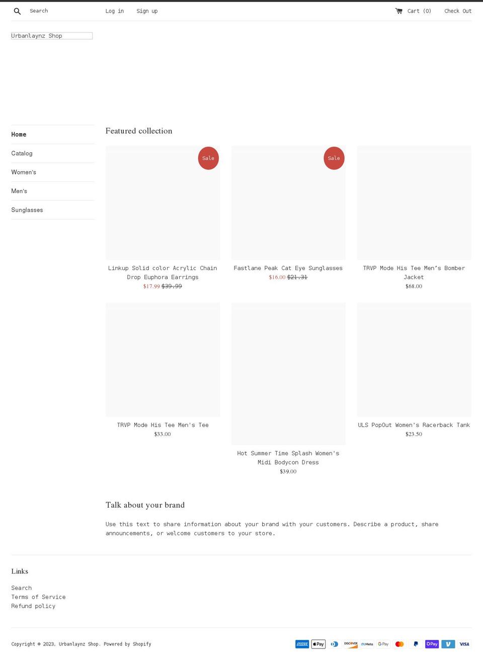 urbanlaynzshop.com shopify website screenshot