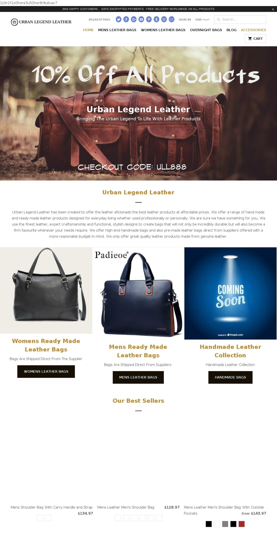 urbanlegendleather.com — Shopify storefront screenshot