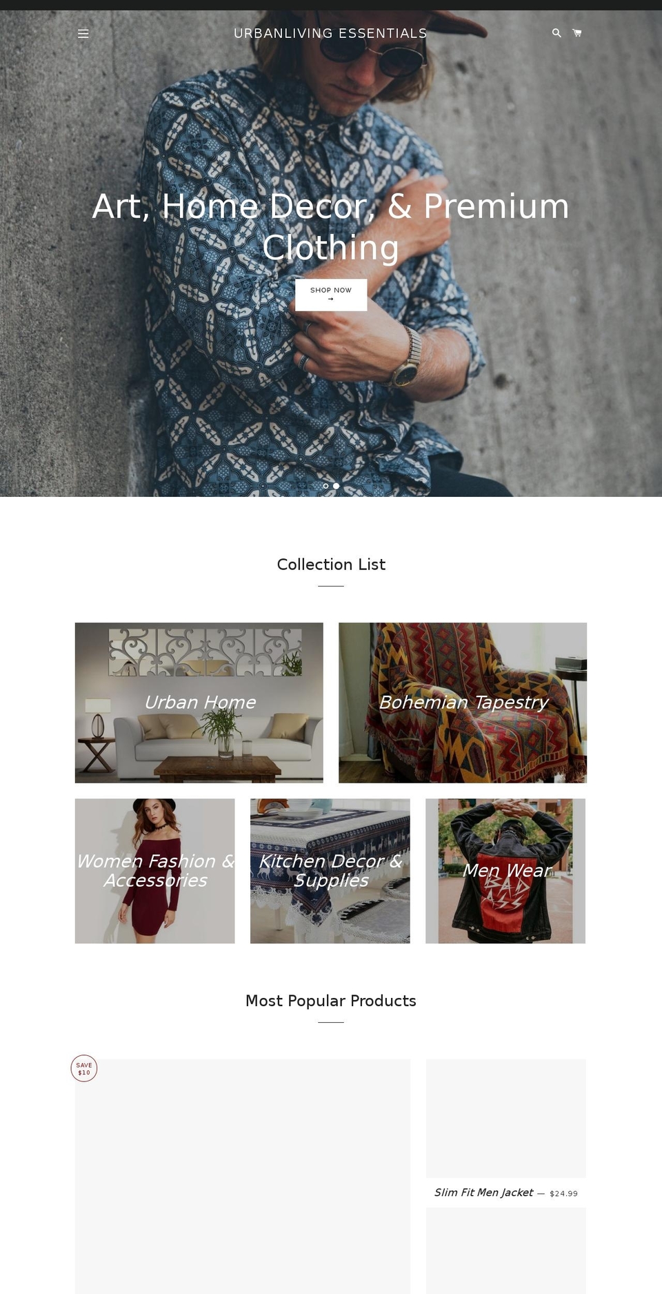 urbanlivingessentials.com shopify website screenshot