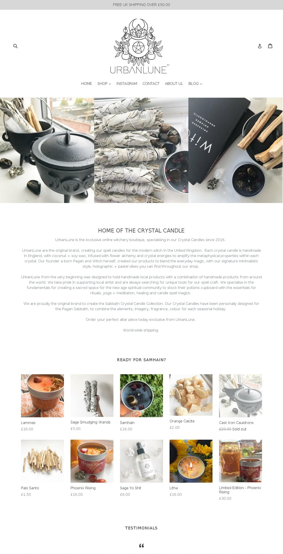 urbanlune.com — Shopify storefront screenshot